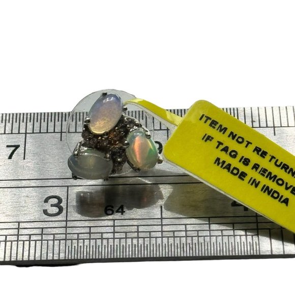 NWT Chuck Clemency Sterling Silver 3 Opal Clear Topaz Stud Earrings Designer - Picture 10 of 11